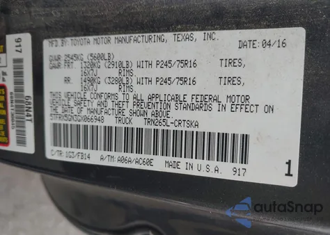 2016 Toyota Tacoma Sr z USA, uszkodzony, nr VIN 5TFRX5GN3GX066948